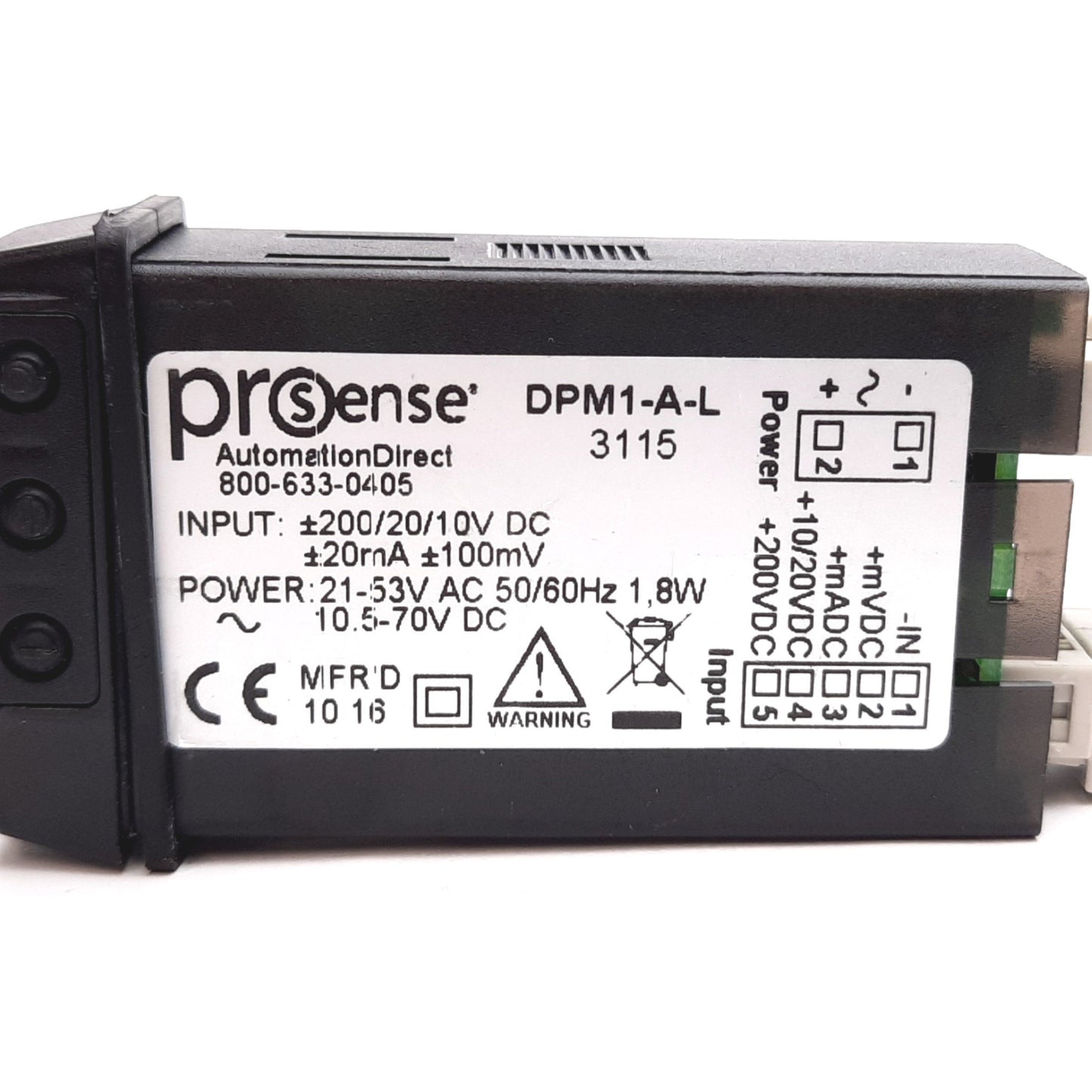Used Automation Direct DPM1-A-L ProSense Digital Panel Meter, 4-Digit, Analog Input