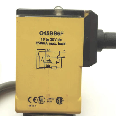 Used Banner Q45BB6F Photoelectric Fiber Optic Sensor Bipolar NPN/PNP 4-Wire 10-30VDC