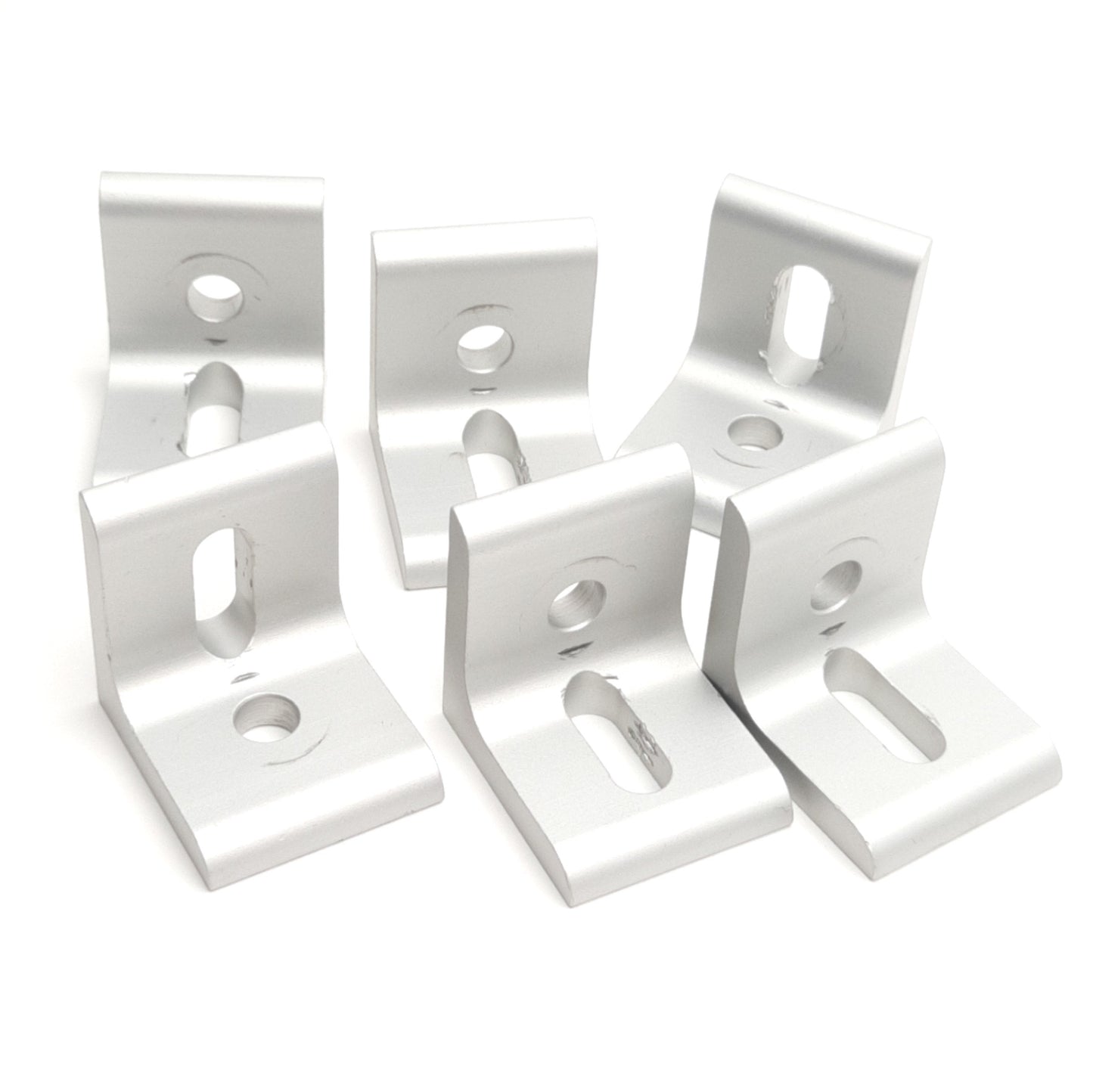 Used Lot of 6 80/20 4295 Aluminum Extrusion Inside Corner Bracket, 2-Hole, 15-Series