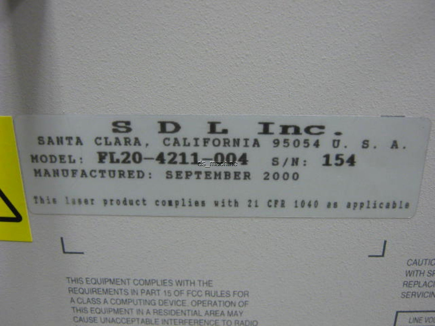 Used Spectra Diode Labs SDL FL20-4211-004 Diode Laser System 15W *MISSING KEY*