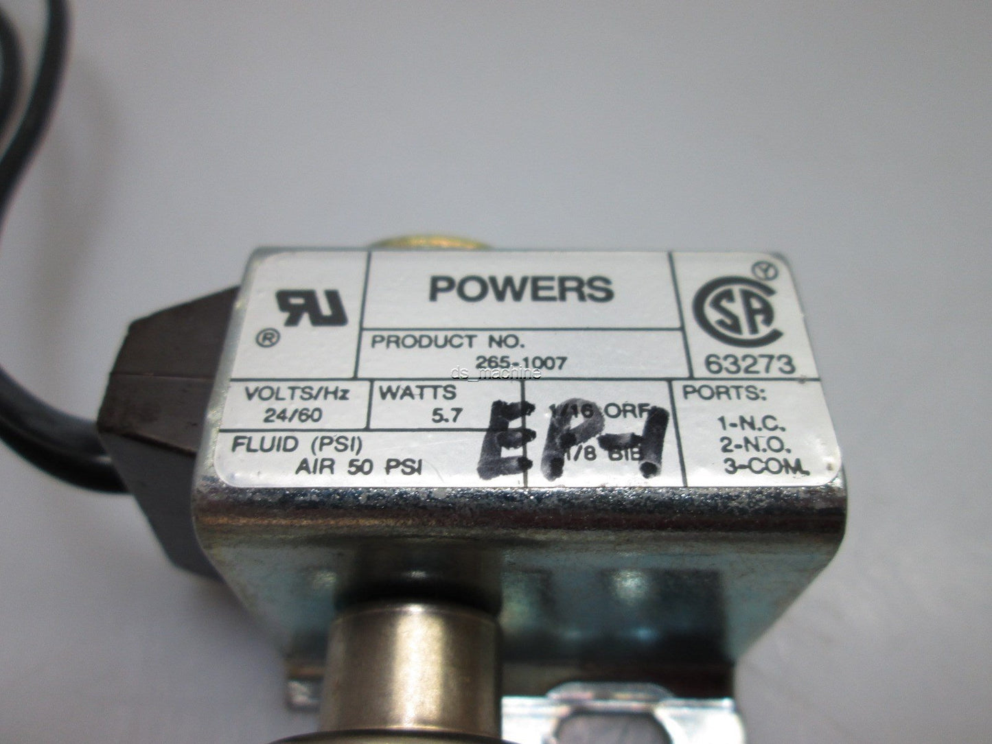 Used Siemens Powers 265-1007 Electric-Pneumatic Valve 24V/60Hz, 5.7W