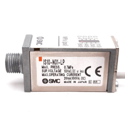 Used SMC IS10-N01-LP Pressure Switch, 0.1-0.4MPa (15-60psi), 100VAC/DC, 1/8" NPT