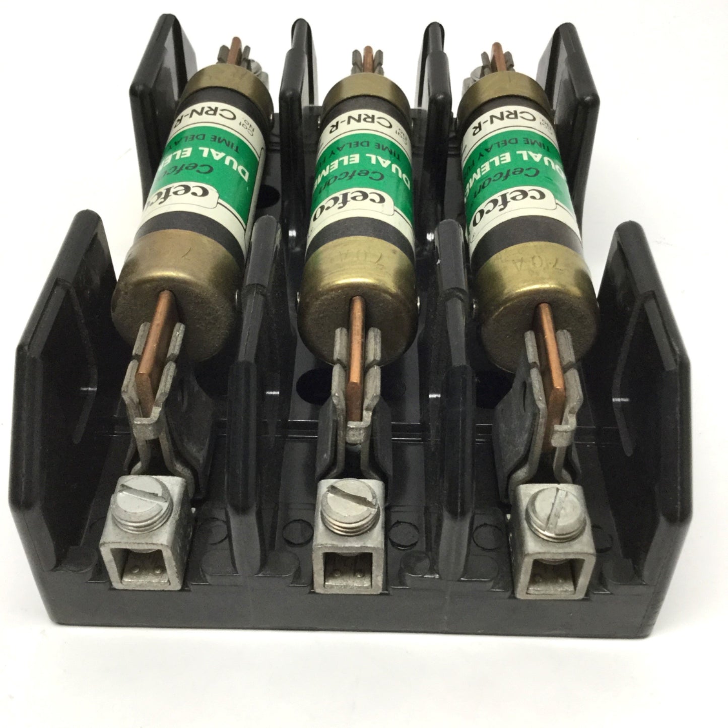 Used Bussmann R25100-3COR Fuse Holder Block 3-Pole 100A 250V w/ 3x Time Delay 70A