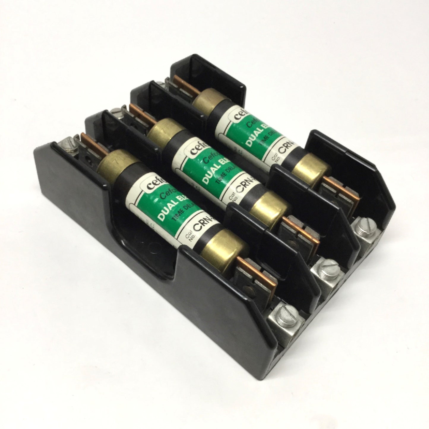 Used Bussmann R25100-3COR Fuse Holder Block 3-Pole 100A 250V w/ 3x Time Delay 70A