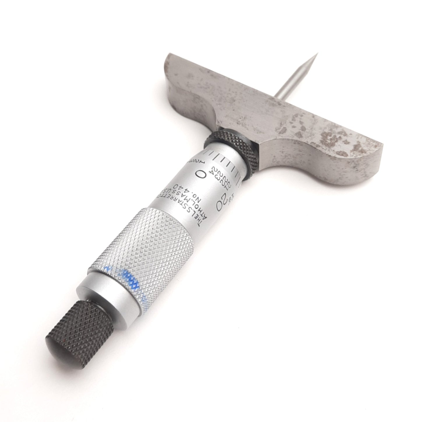Used Starrett No. 440 Depth Micrometer, 2-1/2" Base, w/ 1" Needle & 3" Rod