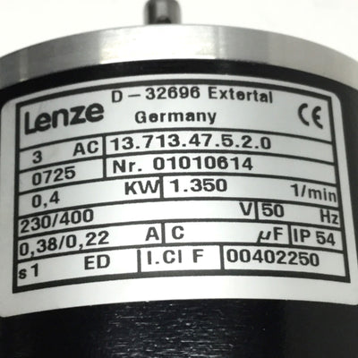 New Other Lenze 13.713.47.5.2.0 3-Phase Motor 230/400VAC 50Hz, 40W, 1350RPM