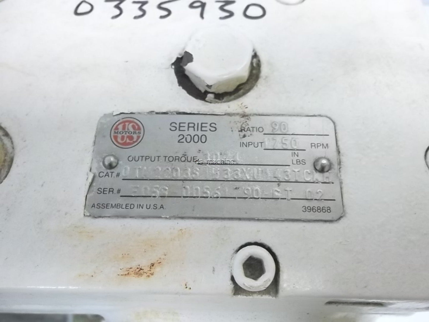 Used US Motor OTW2203S Gear Reducer 90:1, 7/8"-IN, 1-1/4"-OUT, 3074-in/lbs