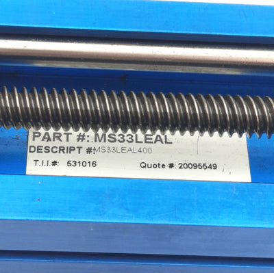 For Parts Thomson MS33LEAL400 Lead Screw Actuator, 400mm Length, 1/2" Lead, *Bad Bearing*