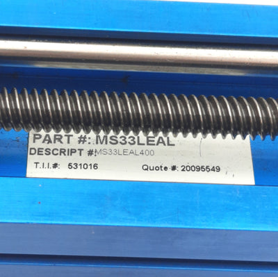 For Parts Thomson MS33LEAL400 Lead Screw Actuator, 400mm Length, 1/2" Lead, *Bad Bearing*