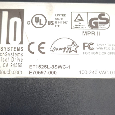 Used Elo ET1525L-8SWC-1 LCD Touchscreen Monitor 15" VGA 1024 x 768, 4:3, 200:1