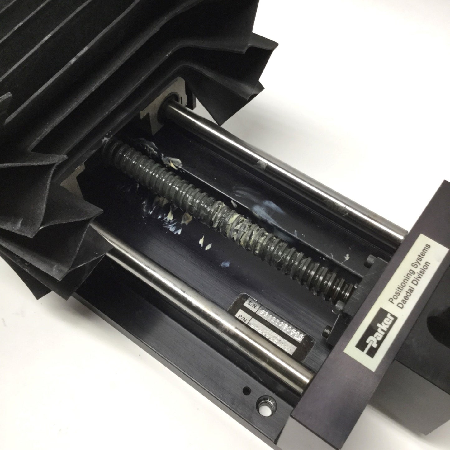 Used Parker 506121S-LH Ballscrew Linear Actuator, 6" Table, 12" Travel, NEMA 23