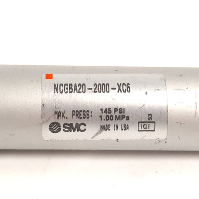 Used SMC NCGBA20-2000-XC6 Air Cylinder, Bore: 3/4", Stroke: 20", 145psi, 10-32