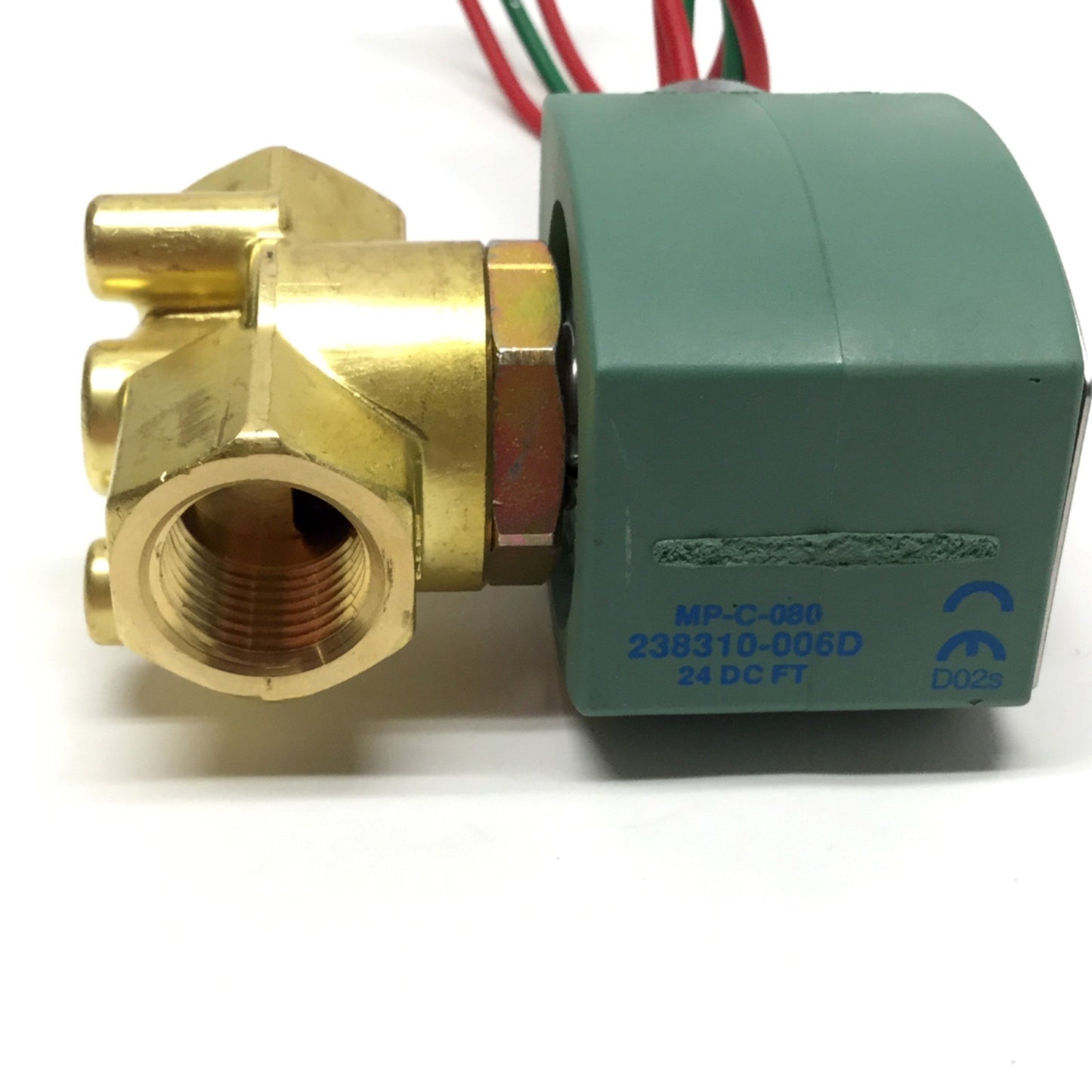 Used ASCO 8263G2 Red Hat II Solenoid 2-Way N.C. Brass Shutoff Valve 3/8" NPT, 24VDC