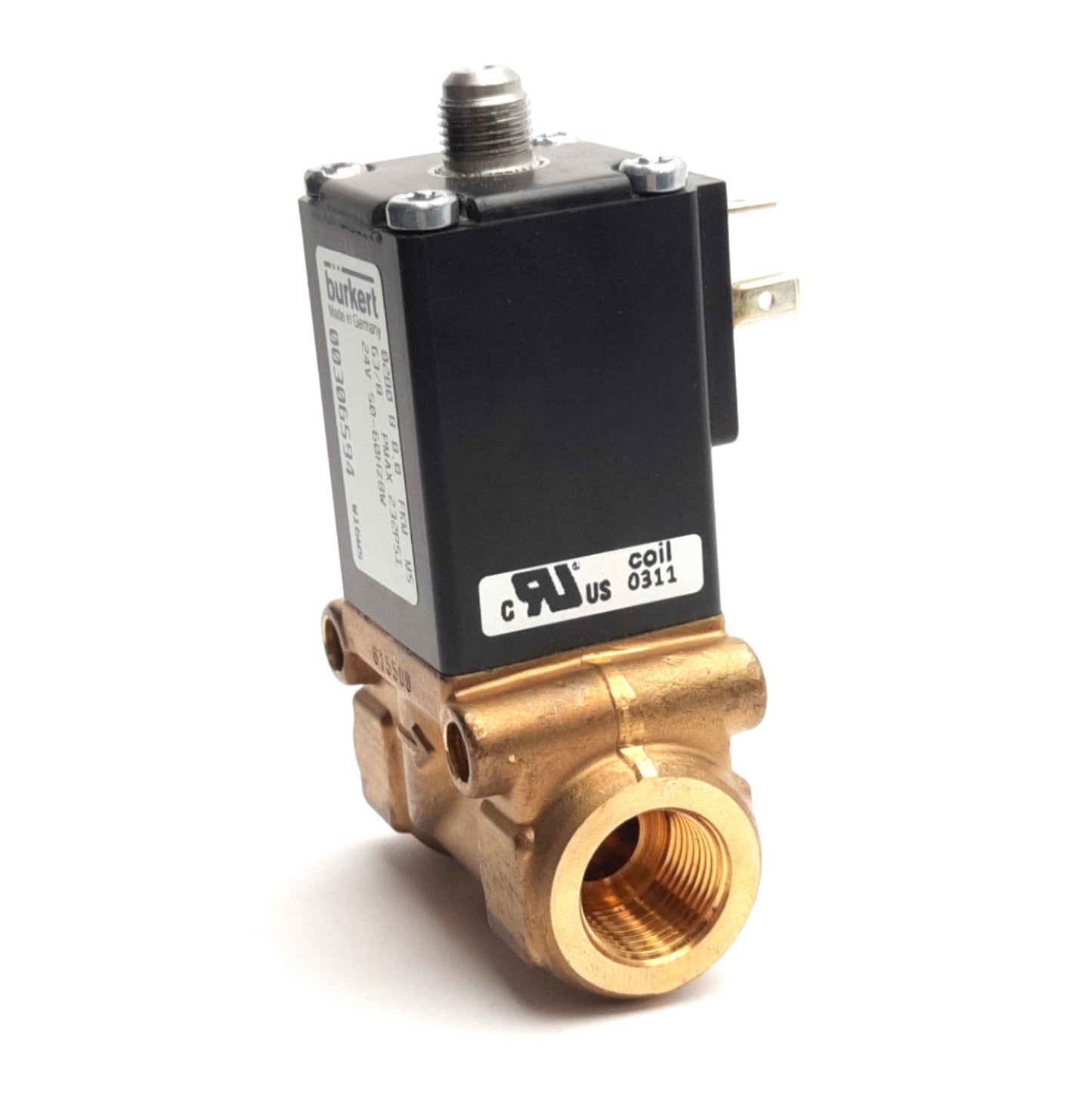 Used Burkert 0280-B-8.0-FKM-MS 00306594 Solenoid Valve, G3/8, 232Psi, 24V AC Coil