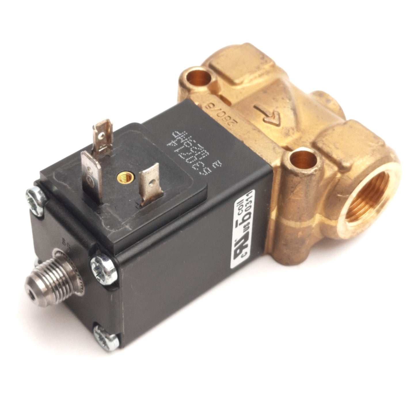 Used Burkert 0280-B-5/16-FKM-BR 00306594 Solenoid Valve, G3/8, 232Psi, 24V AC Coil