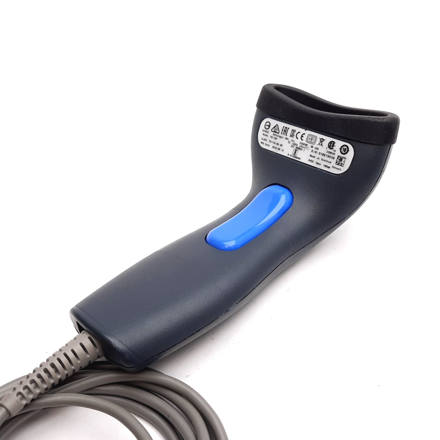 Used Datalogic TD1120-BK-65 Barcode Scanner, 5VDC 180mA, 1D Codes, USB