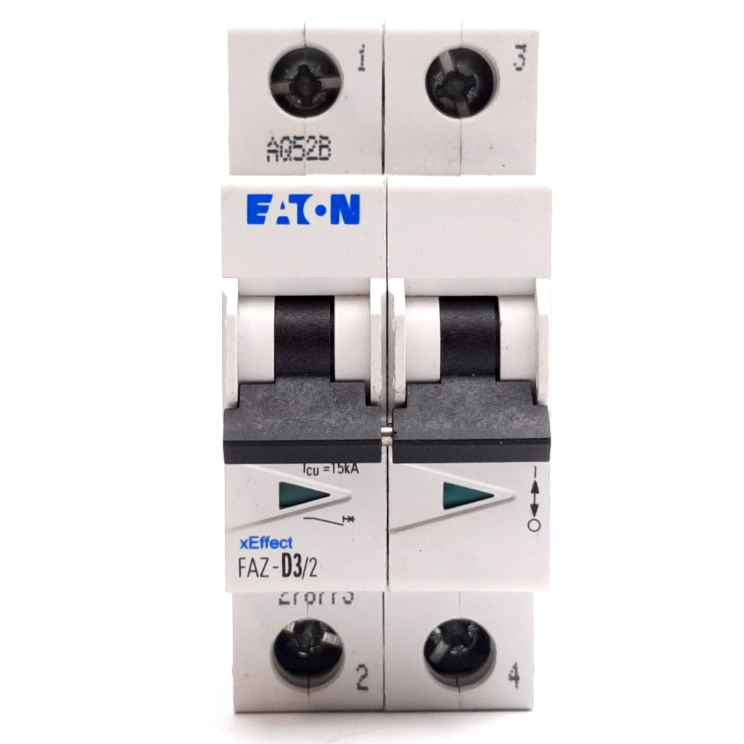 Used Eaton FAZ-D3/2 Circuit Breaker, 2-Pole, D-Curve, Rating: 3A 415VAC, DIN Rail
