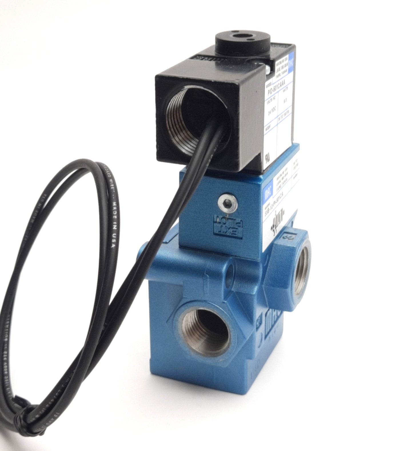 New – Open box MAC 55B-12-PI-501CA Solenoid Valve, 2-Pos 3-Way N.C., 150PSI, 24V DC Coil