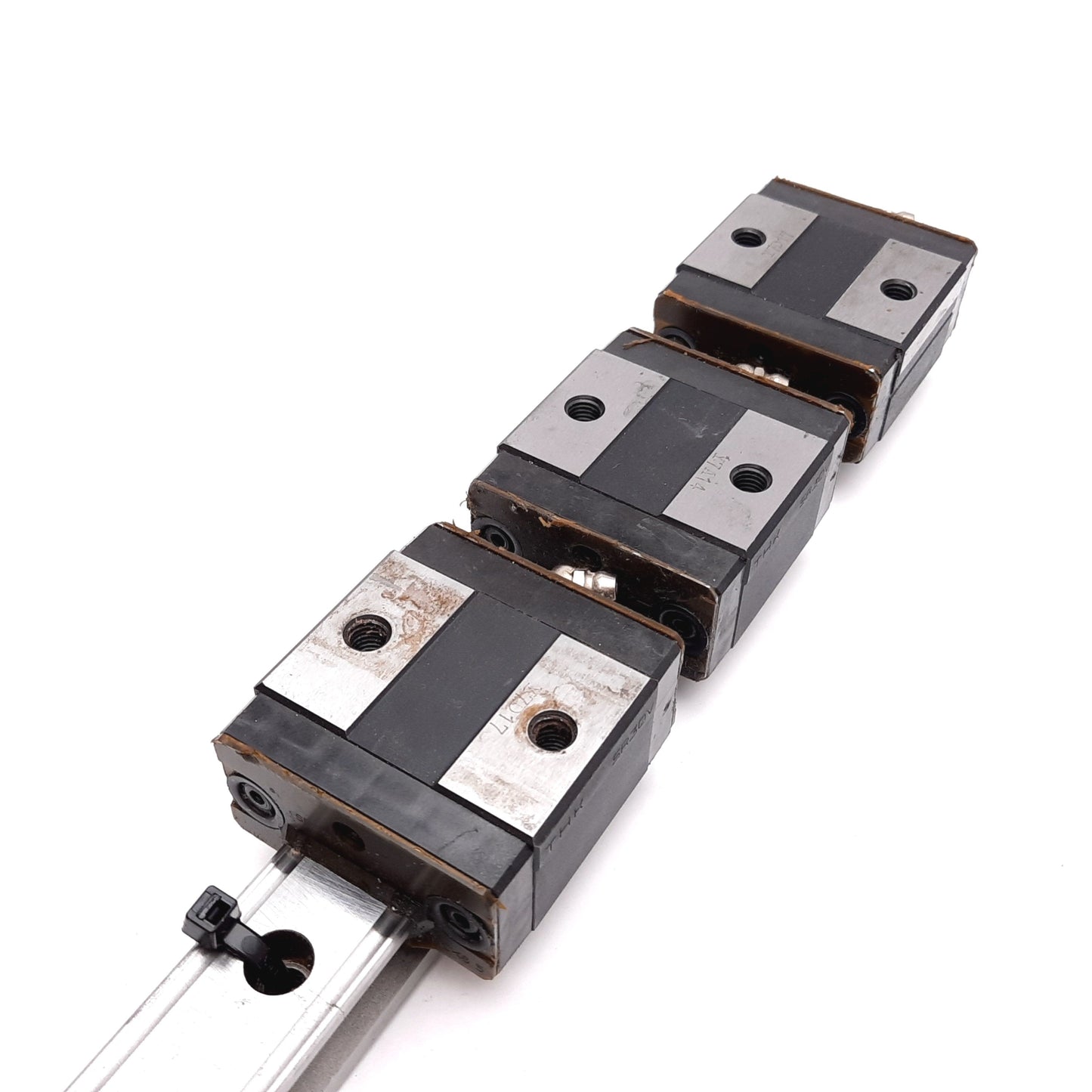 Used THK SR30V Linear Bearing Blocks (3x) on 360mm Long Rail, 60mm x 60mm x 42mm