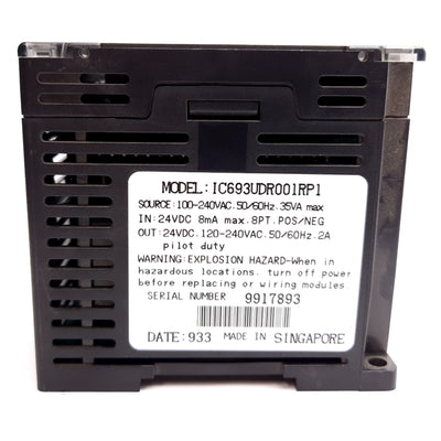 Used GE Fanuc IC693UDR001RP1 Series 90 Micro PLC I/O Unit, 8 IN/6 OUT, 100-240VAC