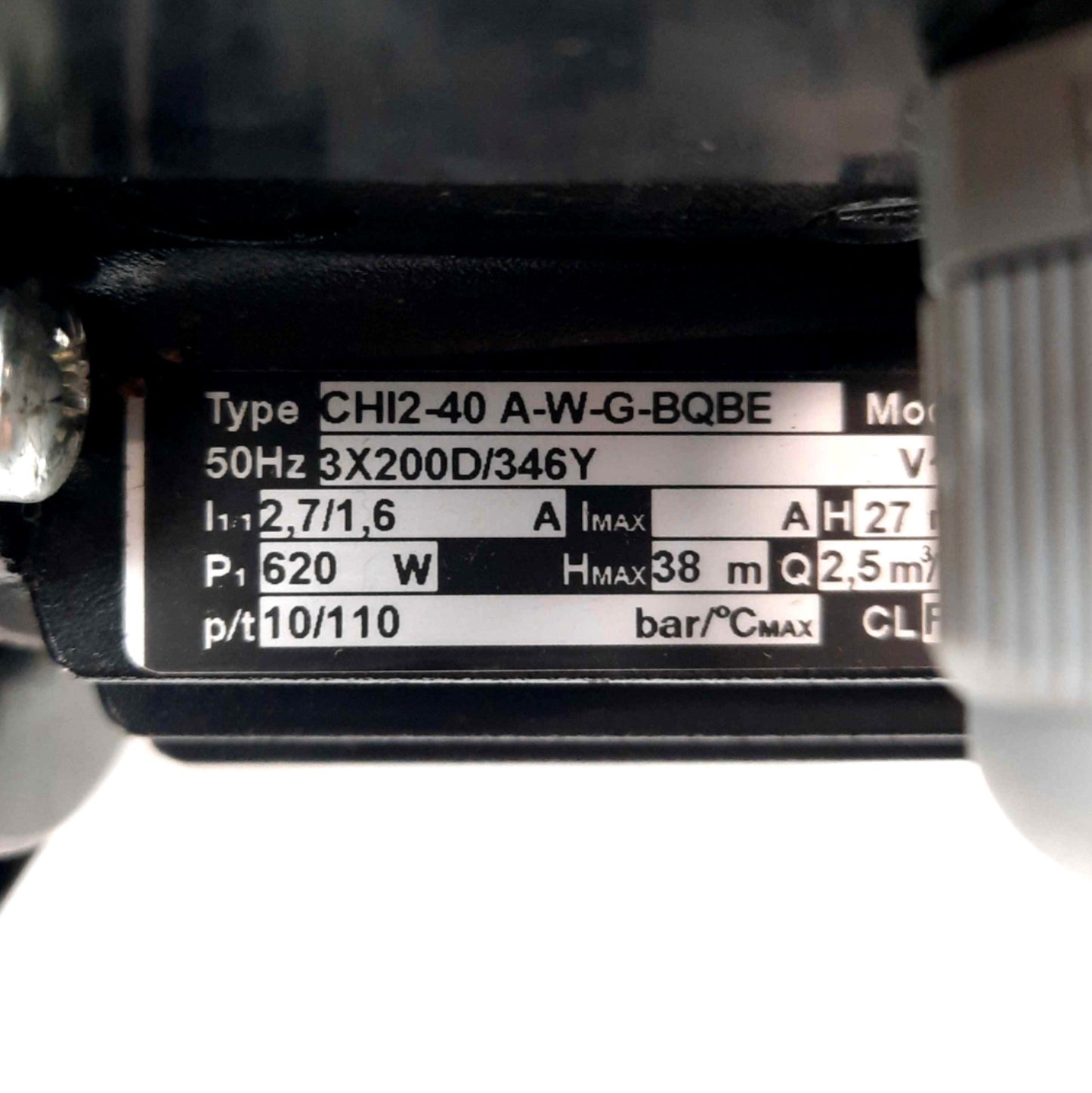 Used Grundfos CHI2-40 A-W-G-BQBE Stainless Steel Pump 11GPM 82' Head 3Ph 220/380VAC