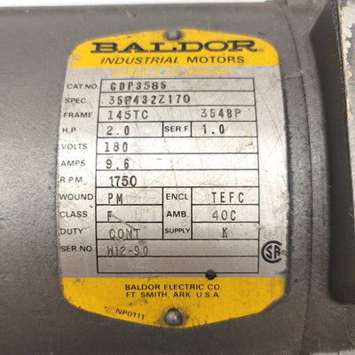 Used Baldor CDP3585 Permanent Magnet DC Motor 2HP, 180VDC, 1750RPM, 145TC, 7/8" Shaft