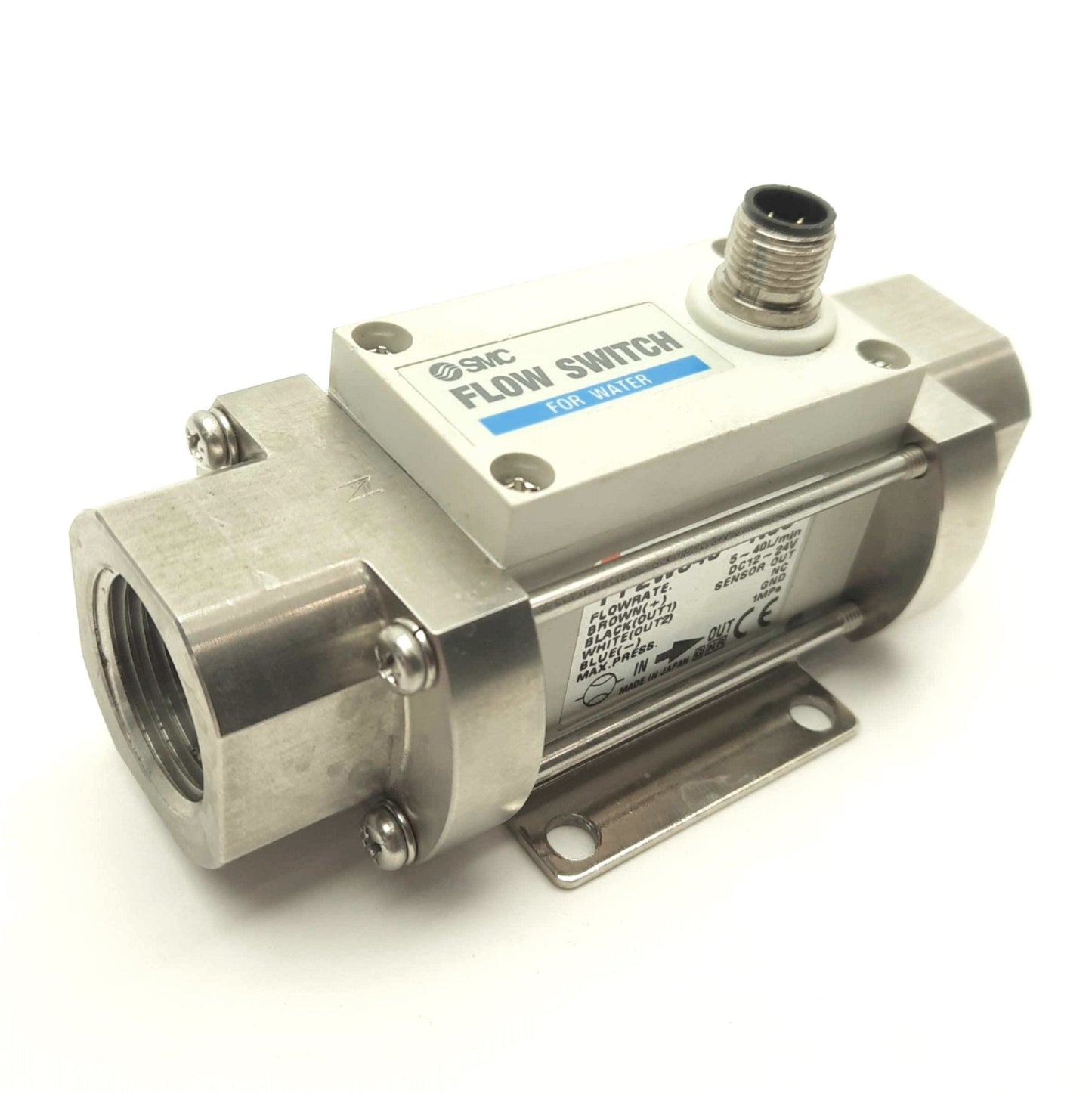 Used SMC PF2W540-N06 Water Flow Switch, 5-40L/min, Display Output, 3/4"NPT, 12-24VDC