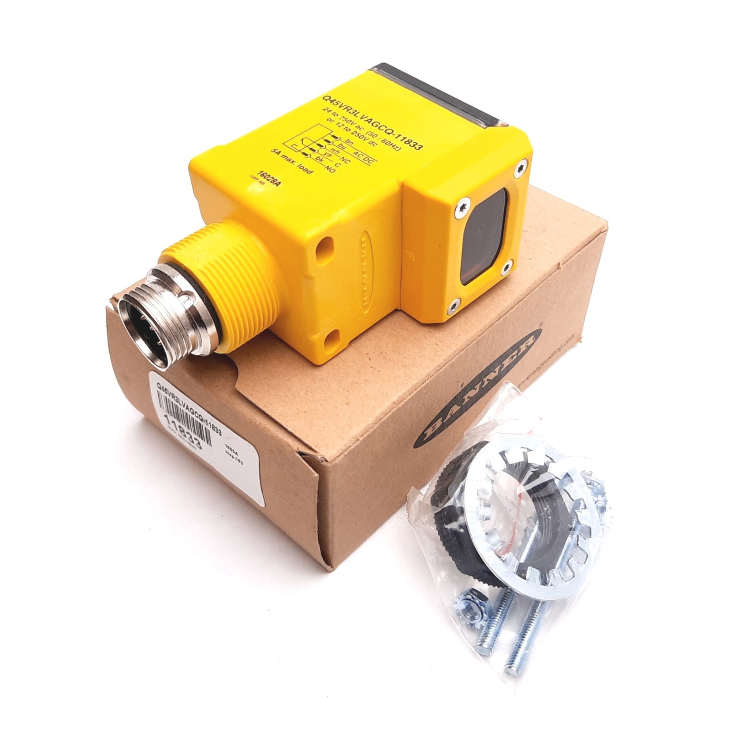New Banner Q45VR3LVAGCQ-11833 Photoelectric Sensor, Range: 9m, 24-250VAC 12-250VDC