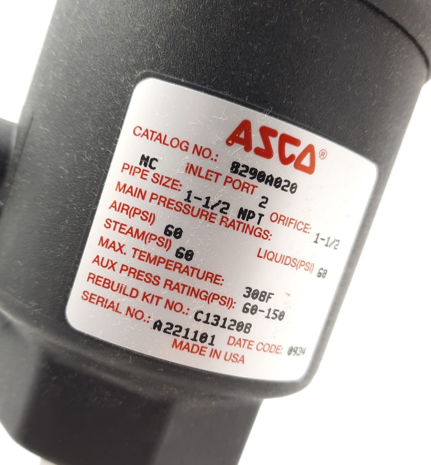New Asco 8290A020 Bronze Piston Valve Normally Closed 63MM Operator 1-1/2" 60-150Psi