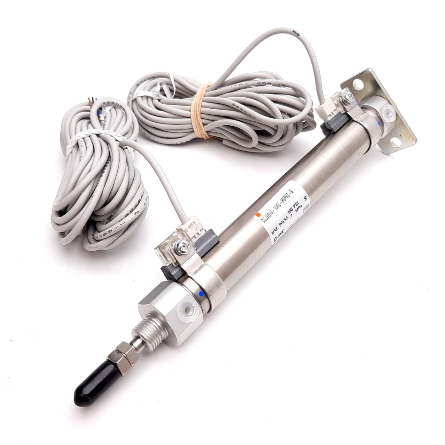 New SMC CDJ2G16-100Z-M9PVZ-B Air Cylinder, Stroke: 100mm, With 2x D-M9PV Sensors