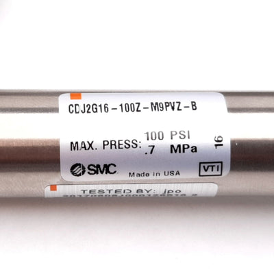 New SMC CDJ2G16-100Z-M9PVZ-B Air Cylinder, Stroke: 100mm, With 2x D-M9PV Sensors