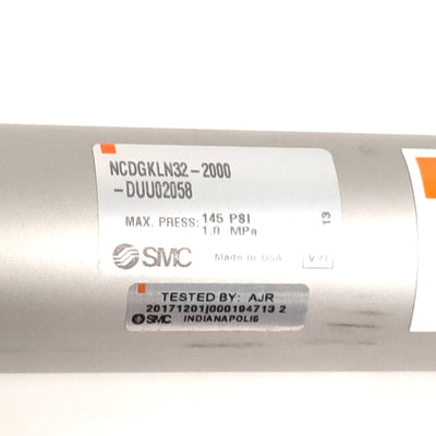 New SMC NCDGKLN32-2000-DUU02058 Air Cylinder, Bore: 1.25", Stroke: 20", 1/8" NPT
