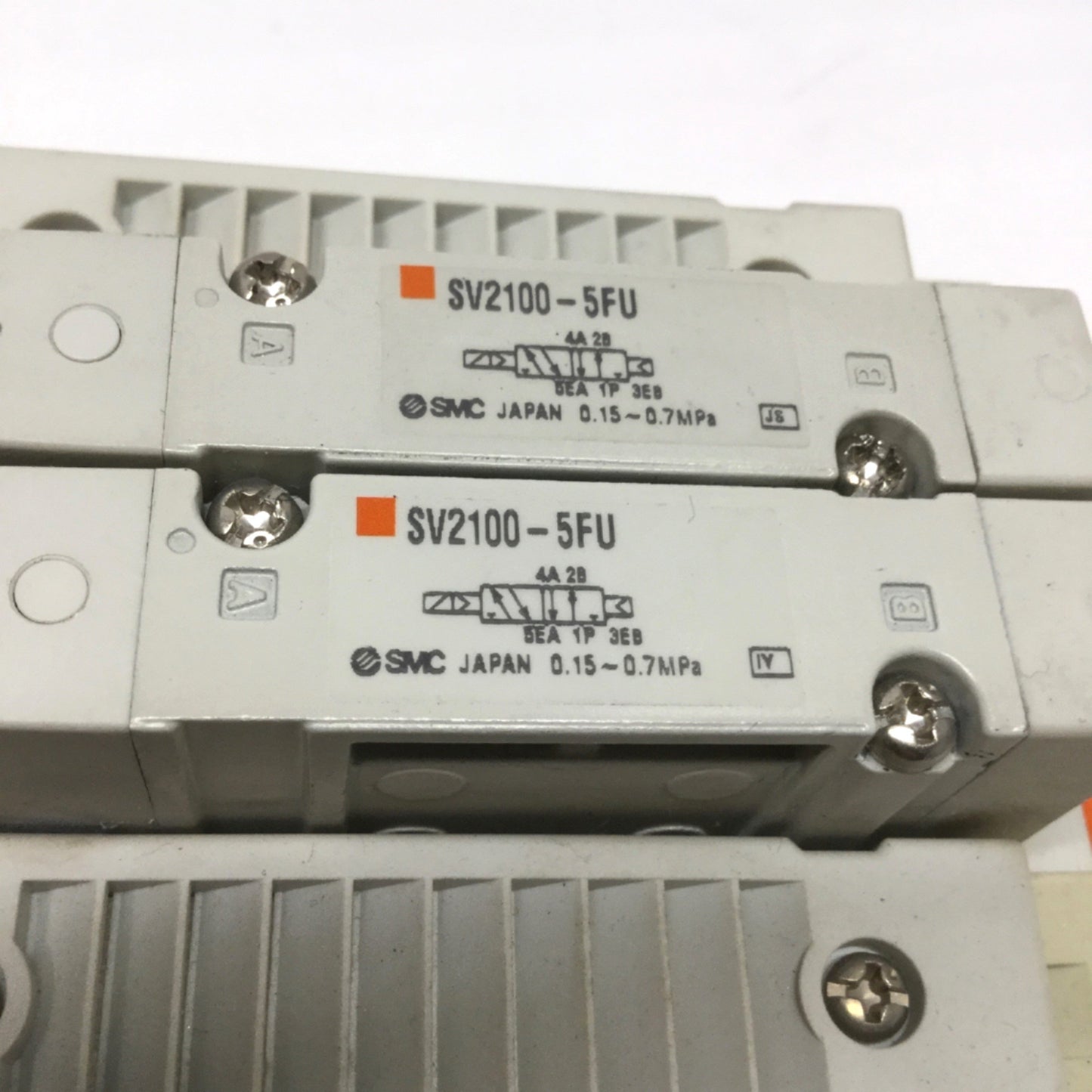Used SMC SV2100-5FU (x2) Solenoid Valves, 2-Position 5-Port, 24VDC w/Manifold