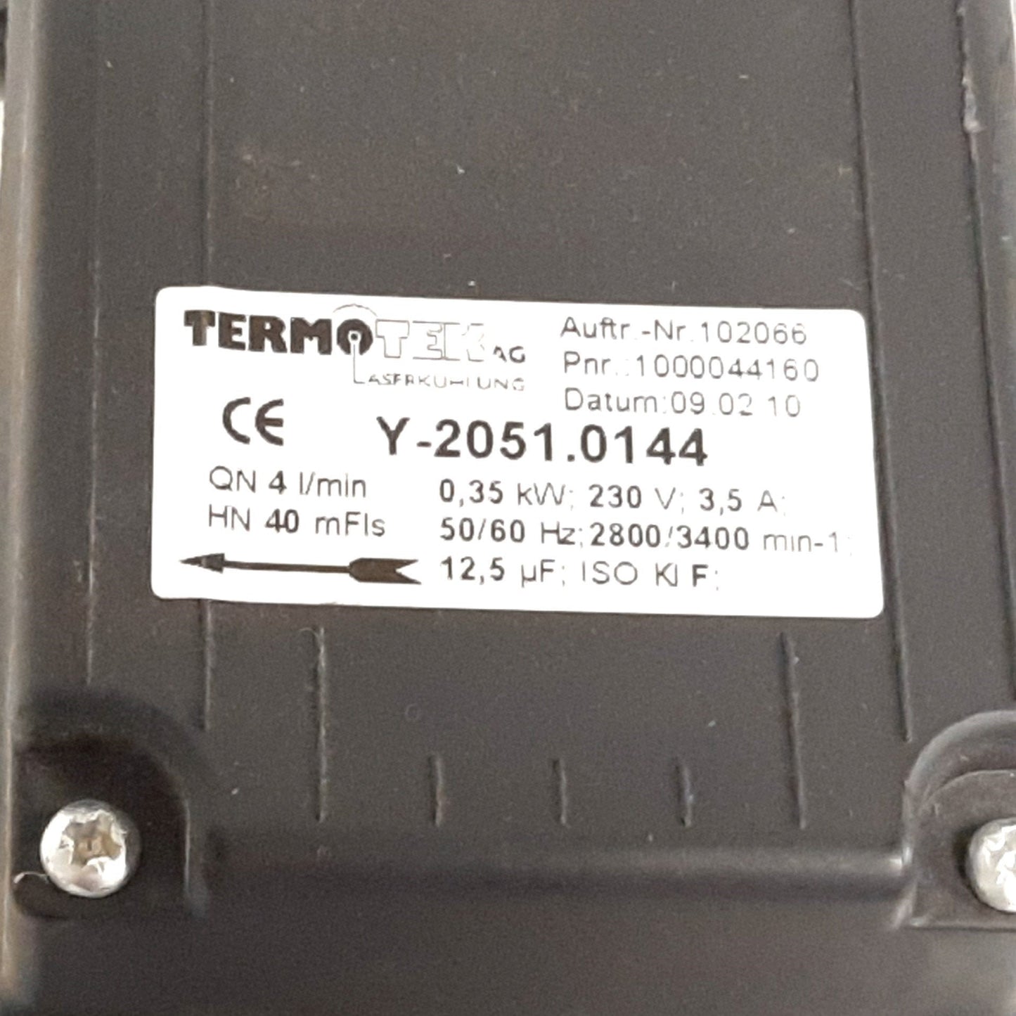 Used Termotek Y-2051.0144 Turbine Pump, Flow: 4 l/min, Connections: 1/2" NPT, 0.35kW