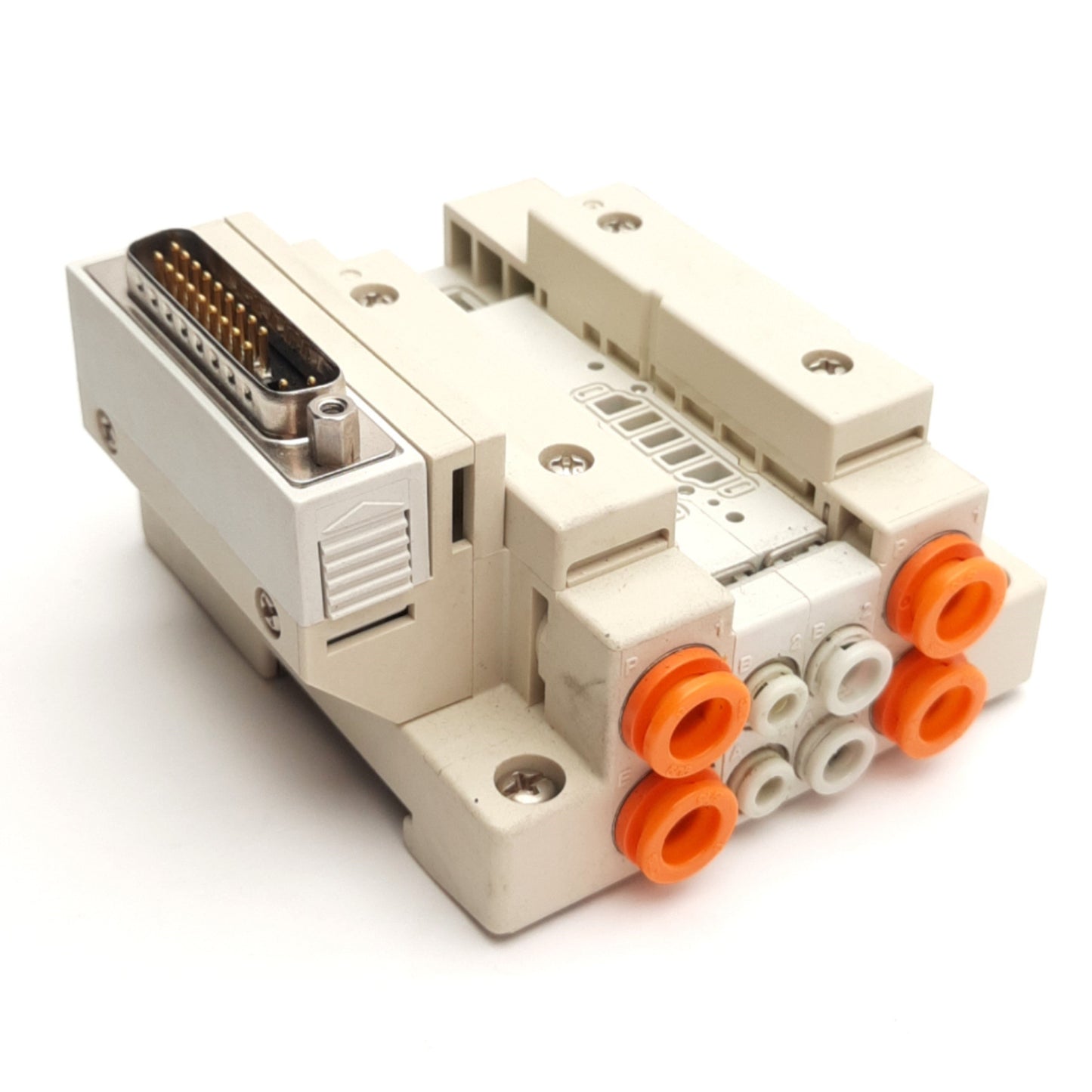 Used SMC SS5V1-16FD1-02B-N7 Cassette Base Manifold 2-Stations, 25-Pin D-Sub Connector