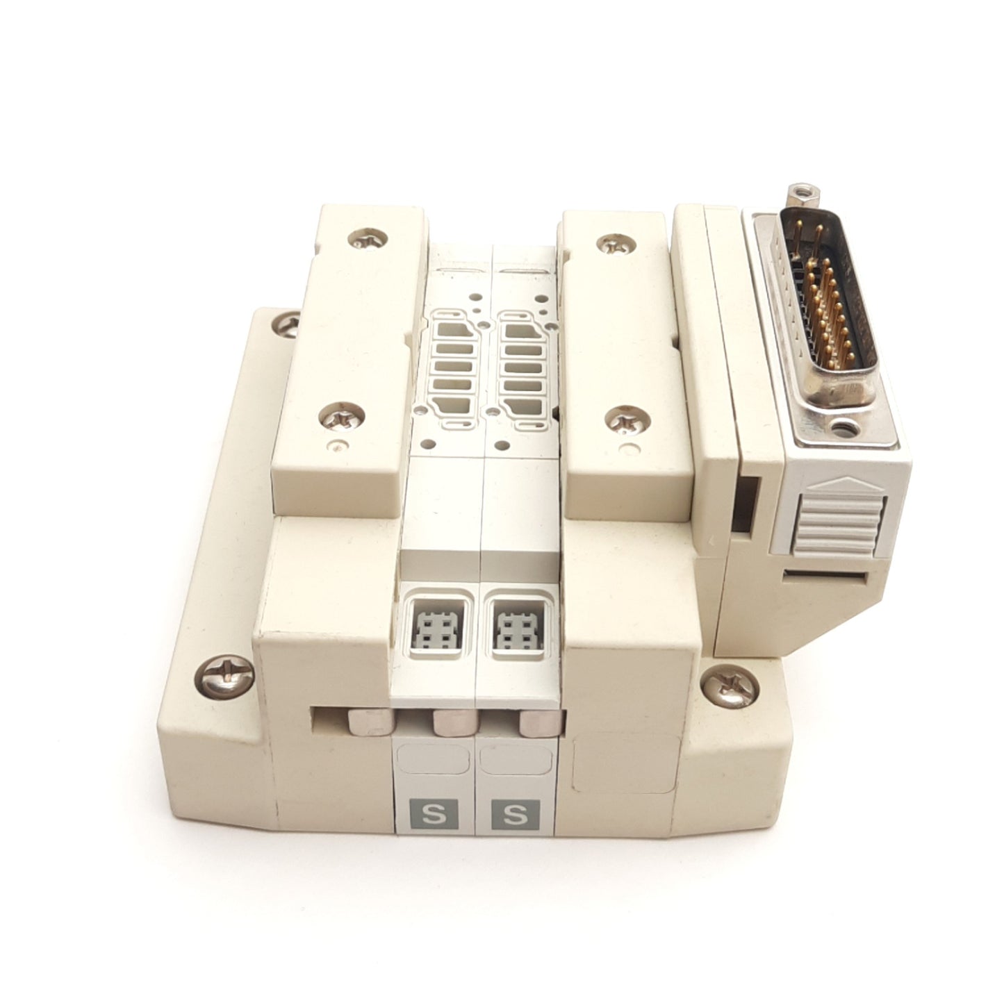Used SMC SS5V1-16FD1-02B-N7 Cassette Base Manifold 2-Stations, 25-Pin D-Sub Connector