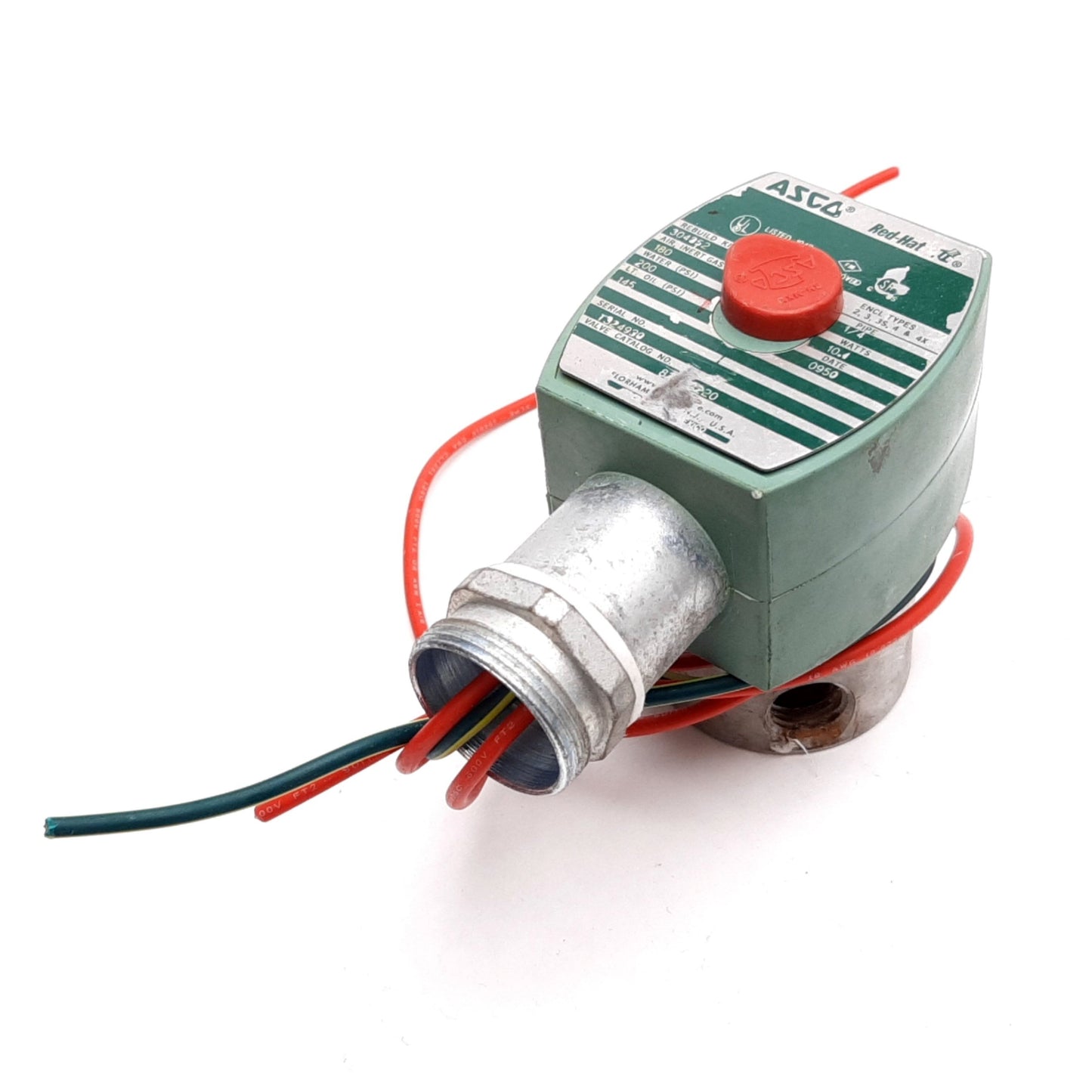 Used Asco 8262G220 Red-Hat II Solenoid Valve, 2-Way, Coil: 110/120VAC, 1/4" NPT