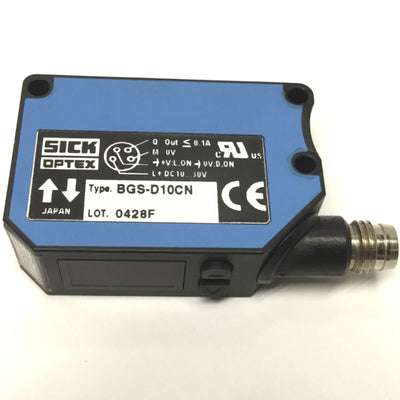 Used Sick Optex FA BGS-D10CN Photoelectric Sensor, 50-100mm Preset, NPN, M8 4-Pin