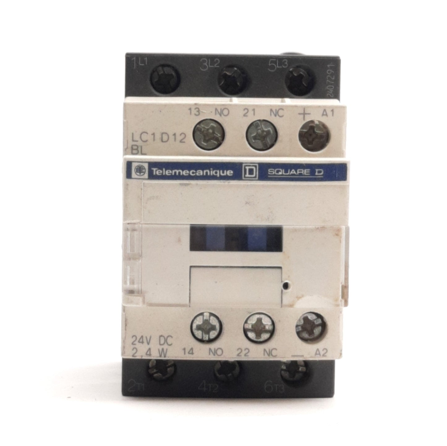 Used Telemecanique LC1D12BL IEC Contactor 12A 690V AC 1NO/NC, 24V DC Coil w/ LAD4TBDL