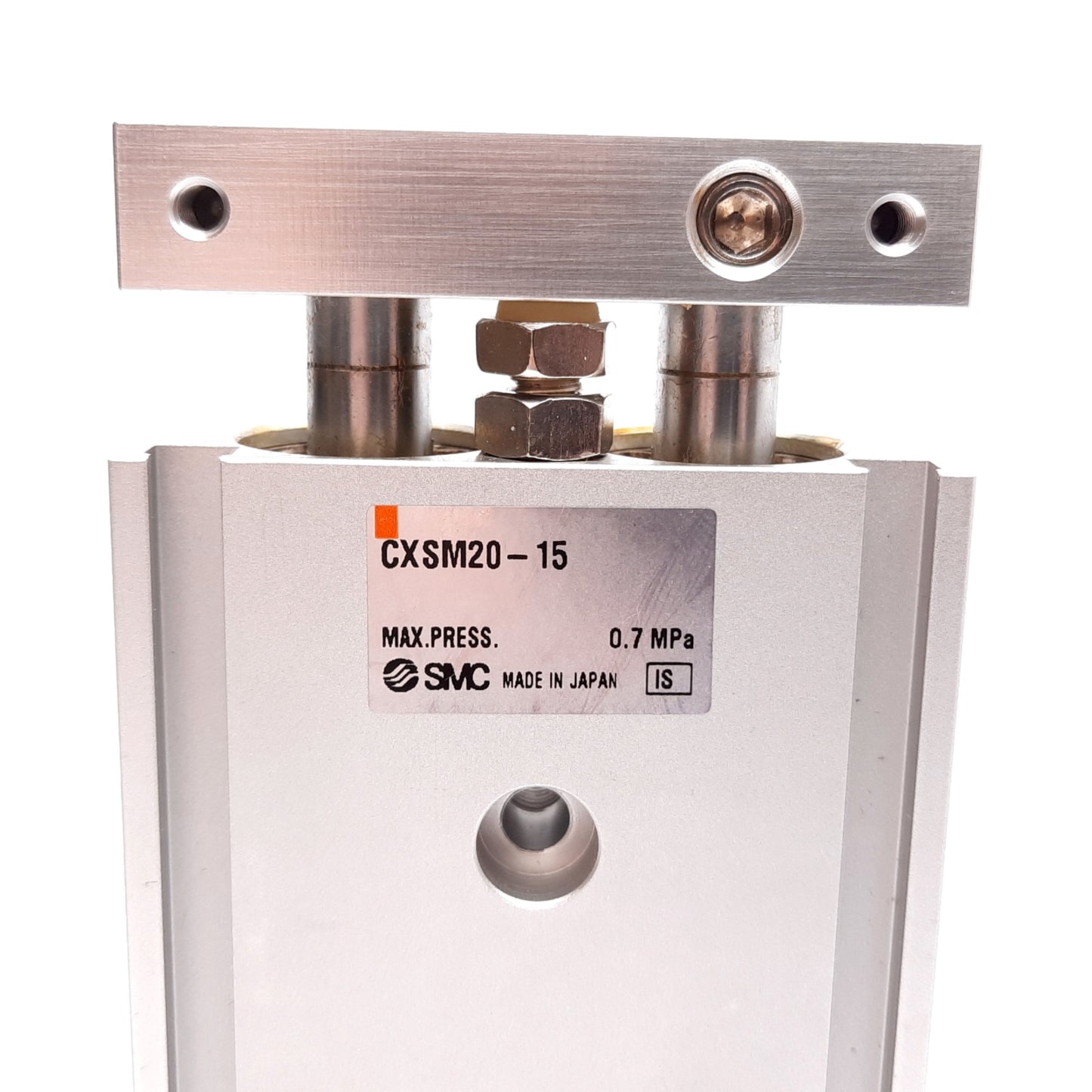 Used SMC CXSM20-15 Guided Cylinder, Bore: 20mm, Stroke: 15mm, 0.7MPa, M5x0.8