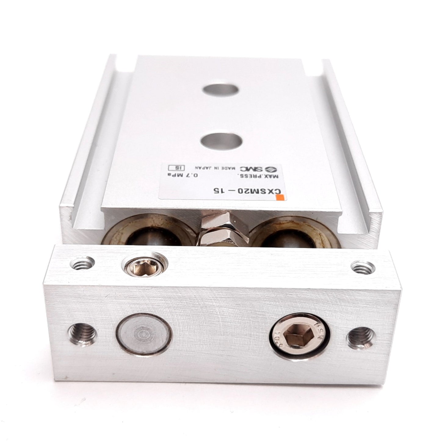 Used SMC CXSM20-15 Guided Cylinder, Bore: 20mm, Stroke: 15mm, 0.7MPa, M5x0.8