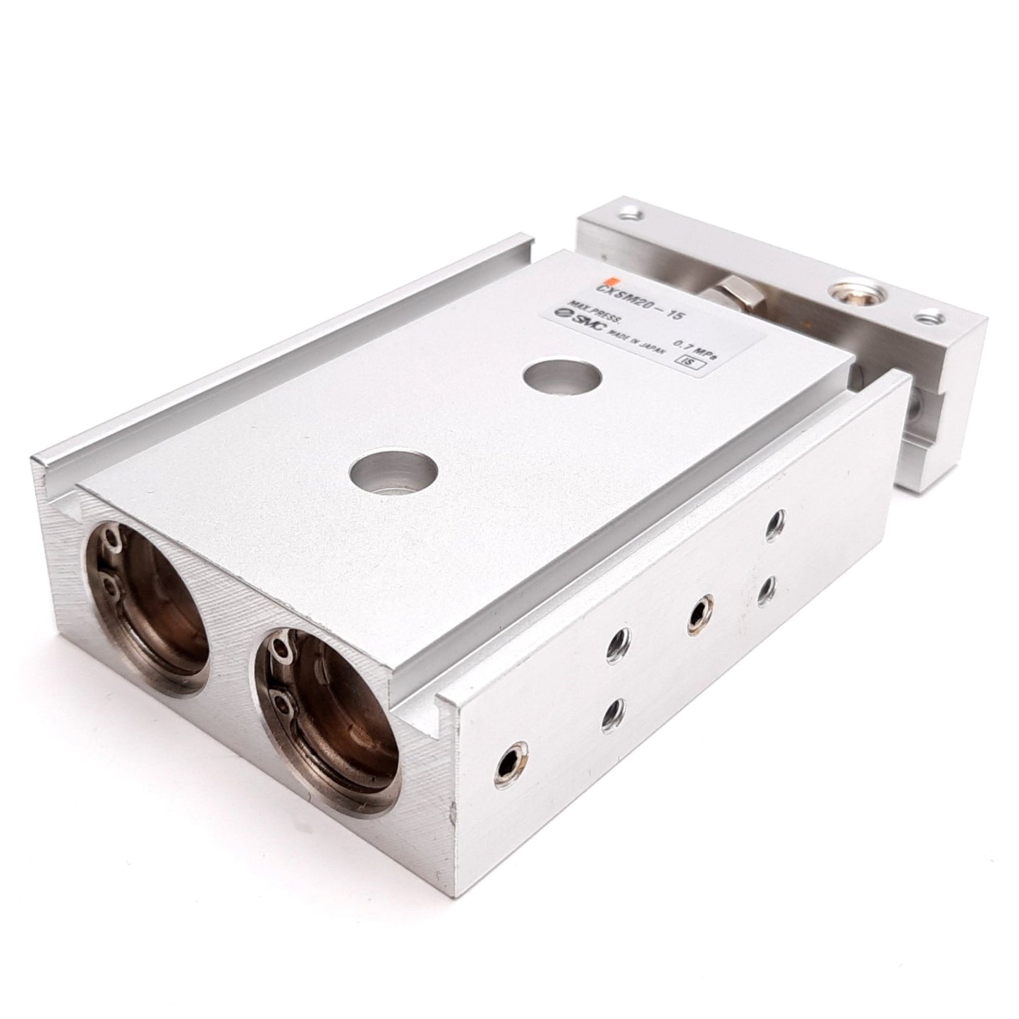 Used SMC CXSM20-15 Guided Cylinder, Bore: 20mm, Stroke: 15mm, 0.7MPa, M5x0.8