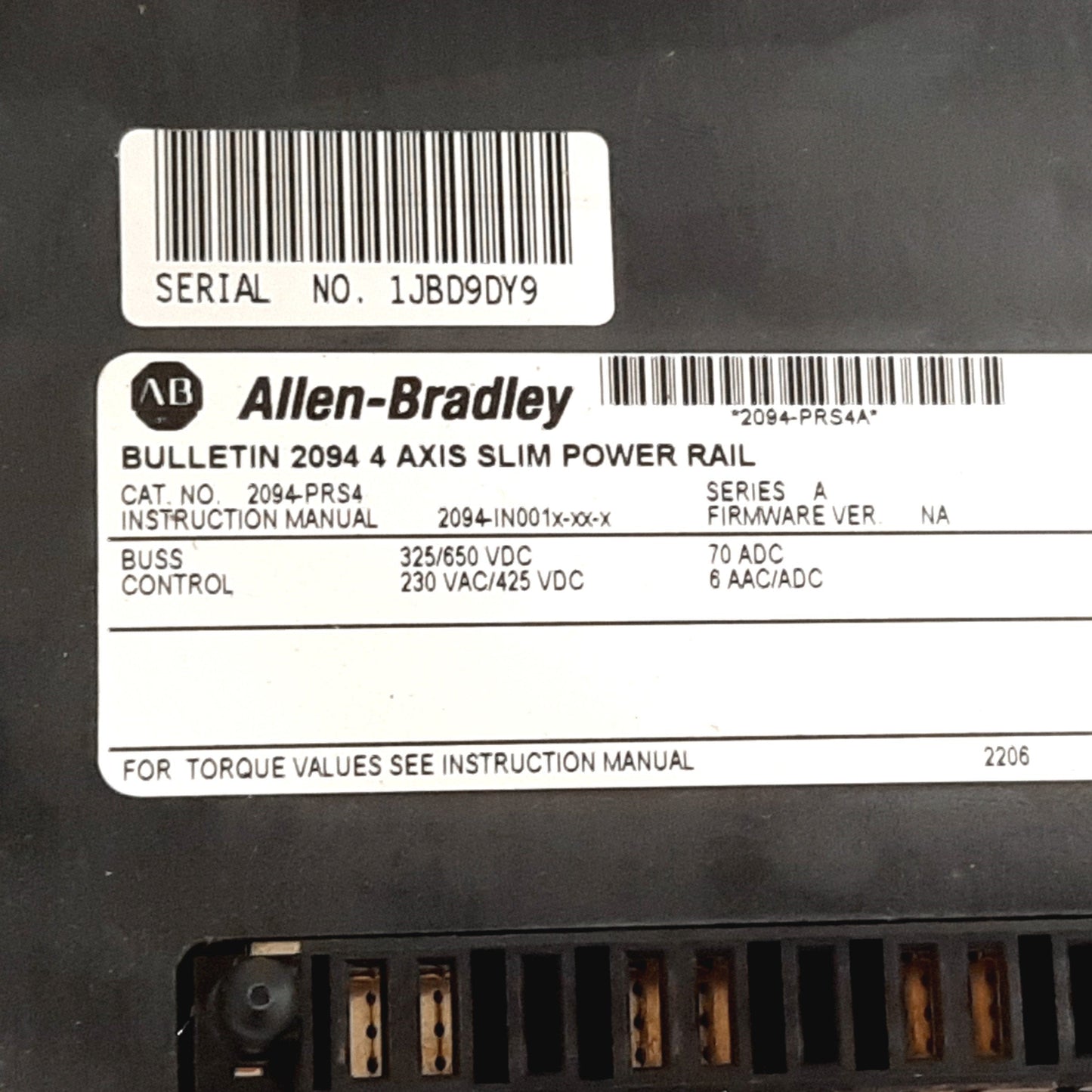 Used Allen Bradley 2094-PRS4 Slim Power Rail, 4-Axis, For Kinetix Drives