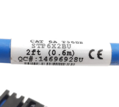 Used Panduit STP6X2BU Ethernet / Networking Copper Patch Cord, Cat 6A, 2Ft Length