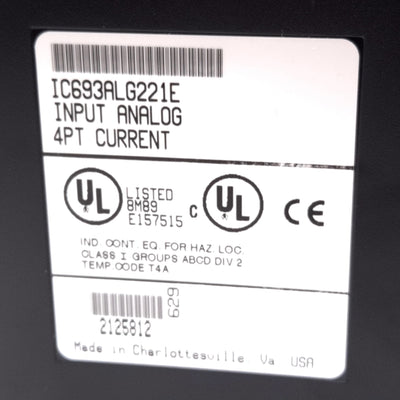 Used GE Fanuc IC693ALG221E Series 90-30 Analog Current Input Module, 4pt, 0/4-20mA