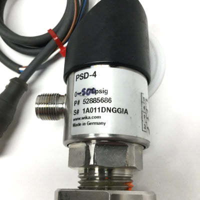 Used Wika PSD-4 Electronic Pressure Switch w/Display 0-500psi, 15-35VDC, 4-20mA Out