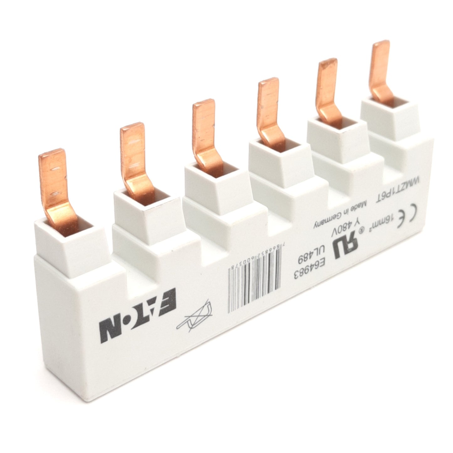 Used Eaton WMZT1P6T Circuit Breaker Bus Bar, 1-Pole, 6 Terminals 3.9" x 0.94" x 0.63"