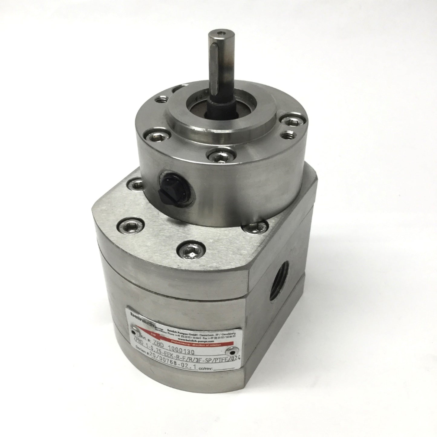 Used Beinlich ZPBD 1-0.25 Stainless Steel Dosing External Gear Pump 0.3cc/rev, G 1/2"