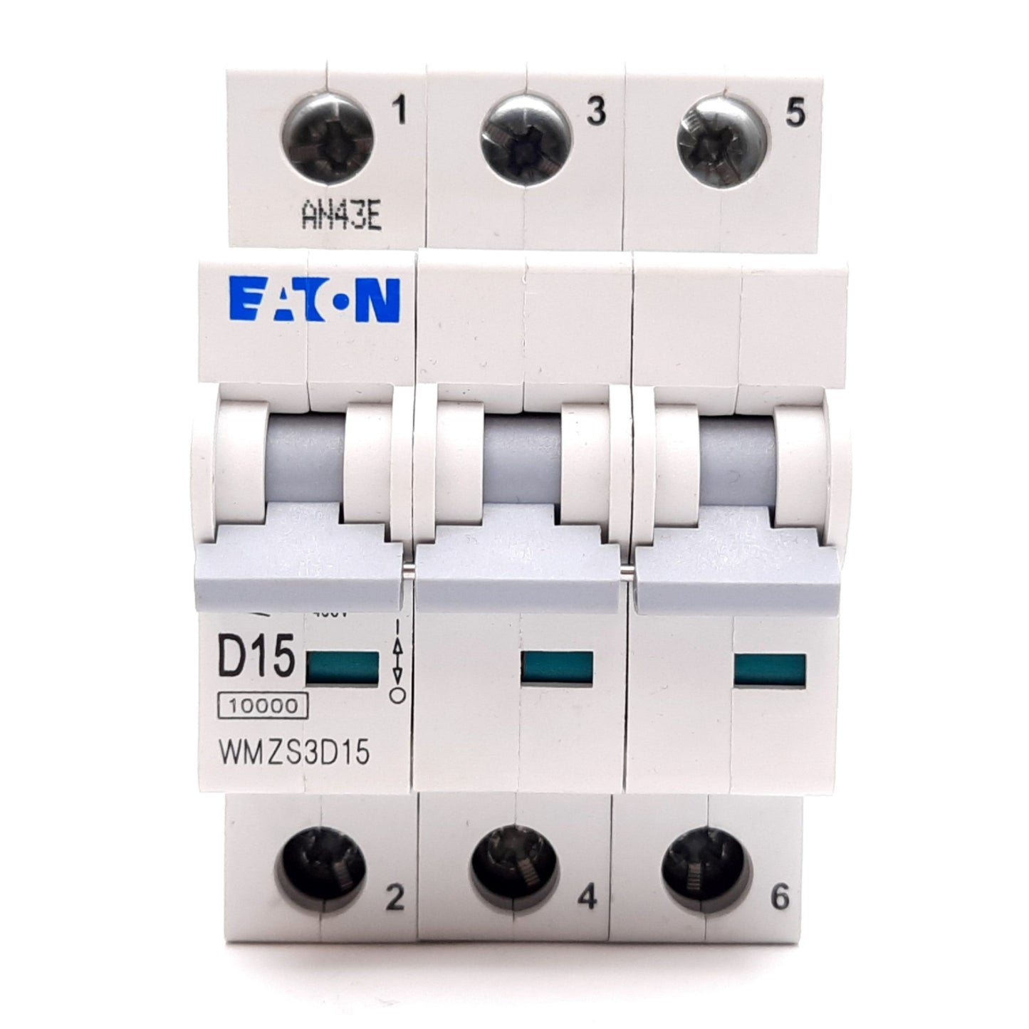 Used Eaton WMZS3D15 Circuit Breaker, 3-Pole, D-Curve, Rating: 15A 277/480VAC
