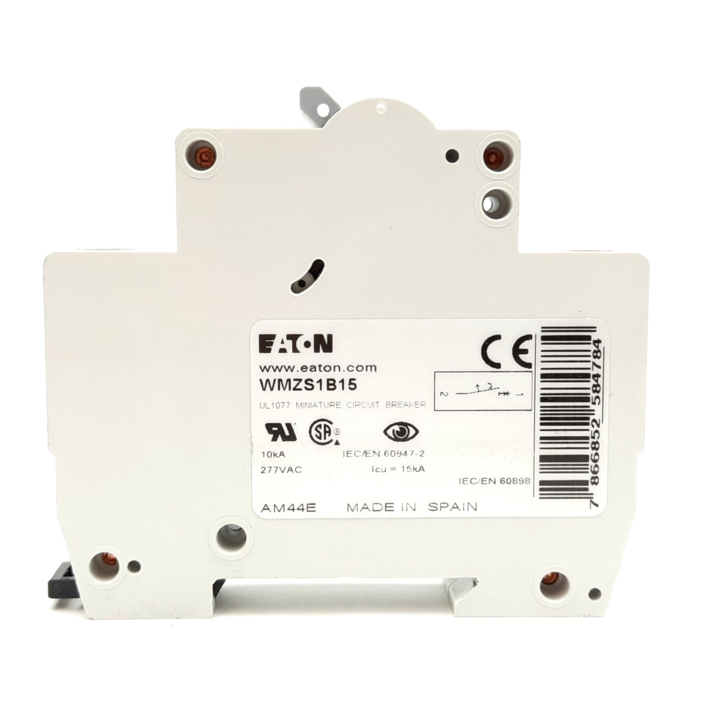 Used Eaton WMZS1B15 Circuit Breaker, 1-Pole, B-Curve, Rating: 15A 230/400VAC